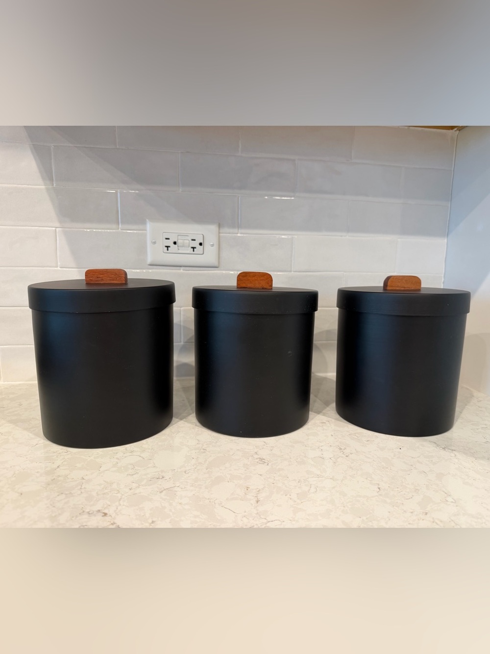 3 Large Matte Metal Canisters